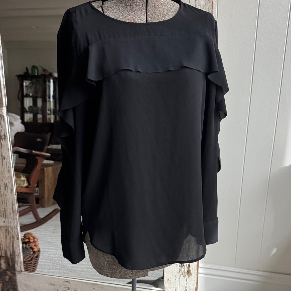 Banana Republic Black Ruffle Blouse